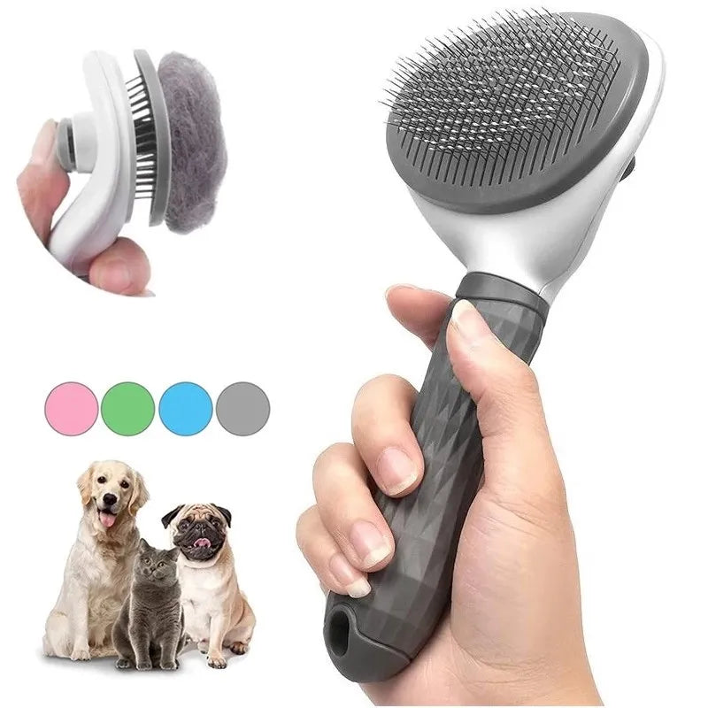 Brosse Autonettoyante pour Chien & Chat — Démêlage Doux, Poils courts et longs