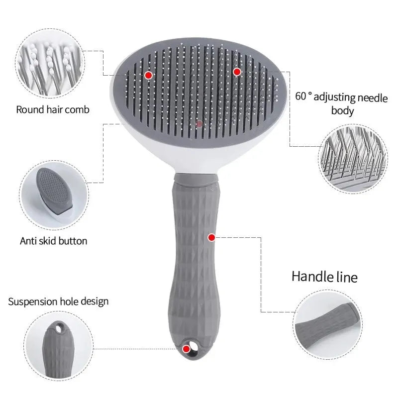 Brosse Autonettoyante pour Chien & Chat — Démêlage Doux, Poils courts et longs